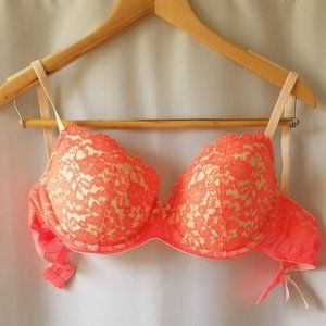 Lightly Lined Coral and Nude Bra